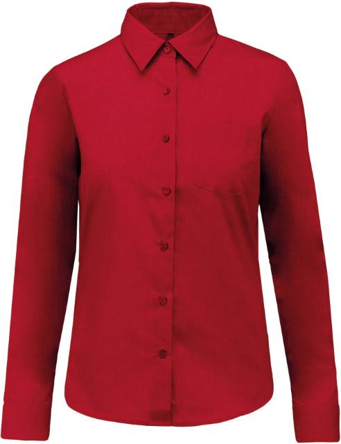 Women’s poplin blouse with short sleeves – red color