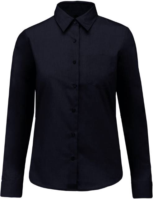 Women's poplin blouse with short sleeves -dark blue color