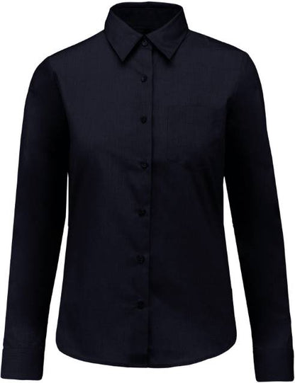 Women's poplin blouse with short sleeves -dark blue color