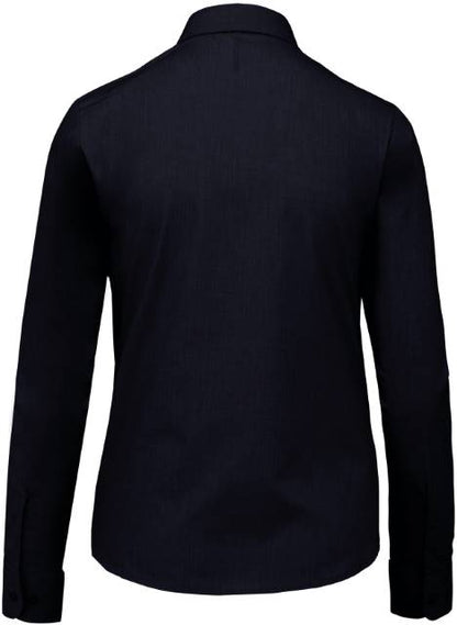 Women's poplin blouse with short sleeves -dark blue color