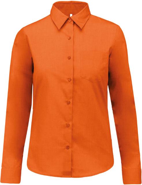 Women's poplin blouse with short sleeves - orange color
