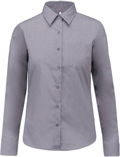 Blusa de popelina para mujer con mangas cortas - color gris claro