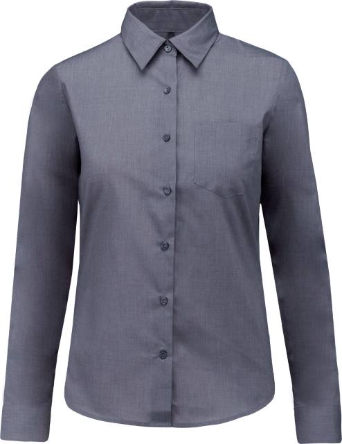 Women's poplin blouse with short sleeves - dark grey color