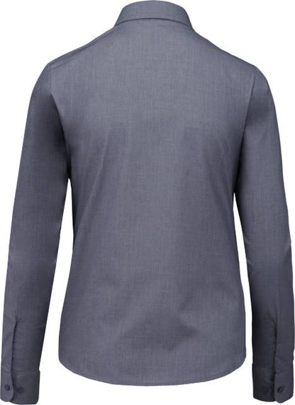 Women's poplin blouse with short sleeves - dark grey color
